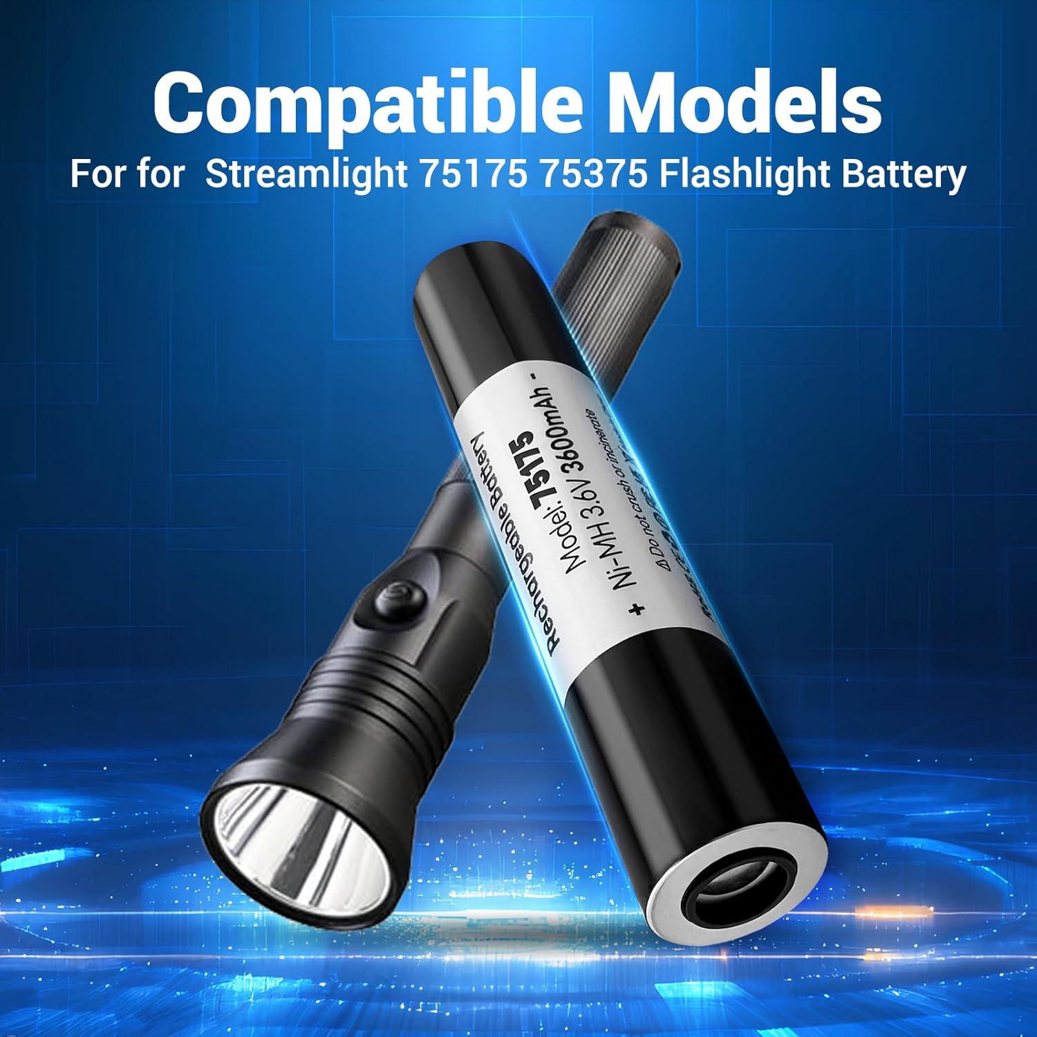 Batería Recargable Ni-MH 3.6V 3600mAh 75175 para Linternas Streamlight