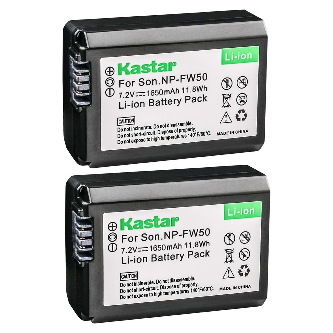 Batería Kastar NP-FW50 para cámaras Sony - 2 Unidades
