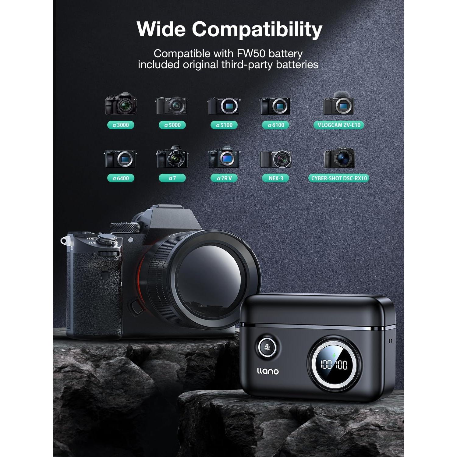 Cargador Doble Rápido 18W y 2 Baterías NP-FW50 para Sony