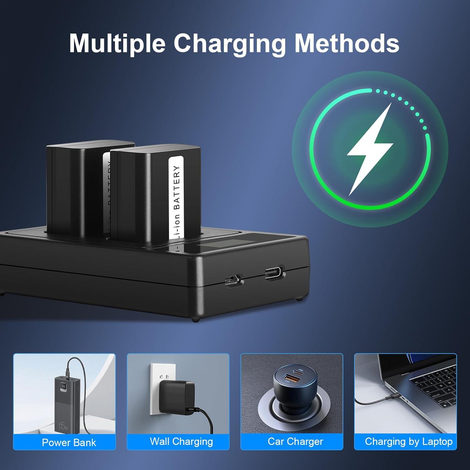 Batería NP-FW50 y Cargador Doble GKUGEYGO para Sony