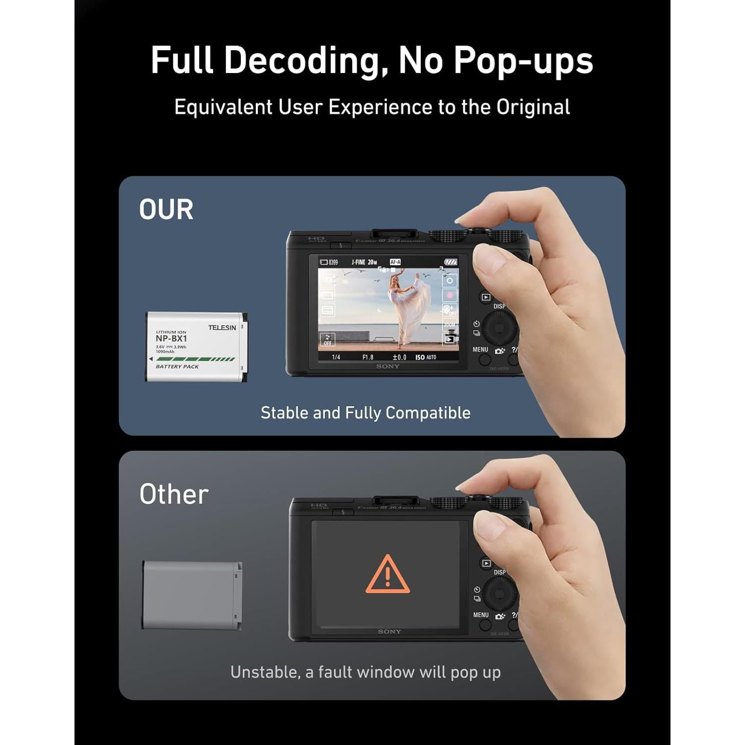 Cargador de Batería TELESIN NP-BX1 con 2 Baterías Incluidas