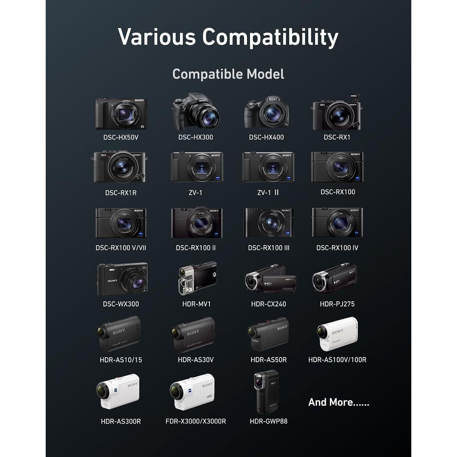 Cargador de Batería TELESIN NP-BX1 con 2 Baterías Incluidas