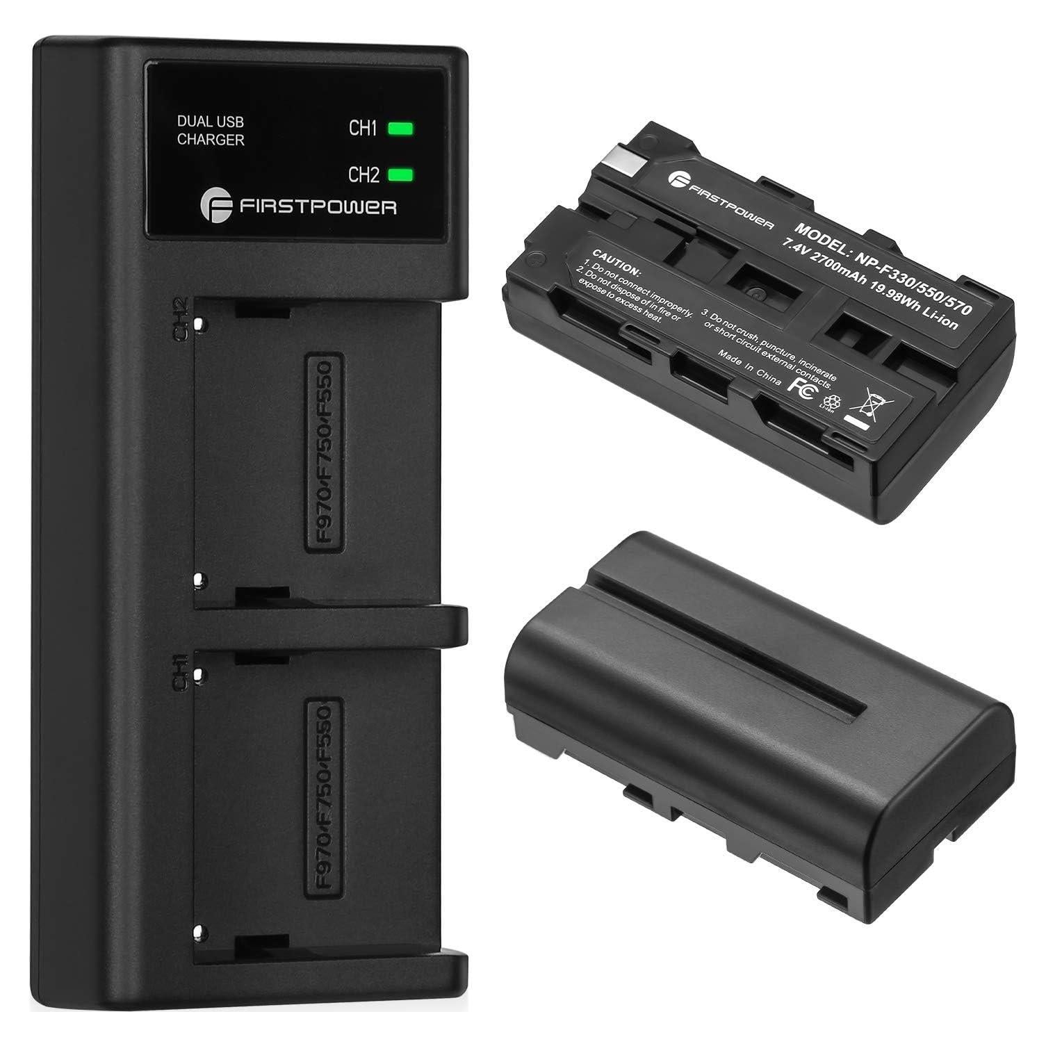 Batería FirstPower NP-F550 2-Pack y Cargador Doble USB
