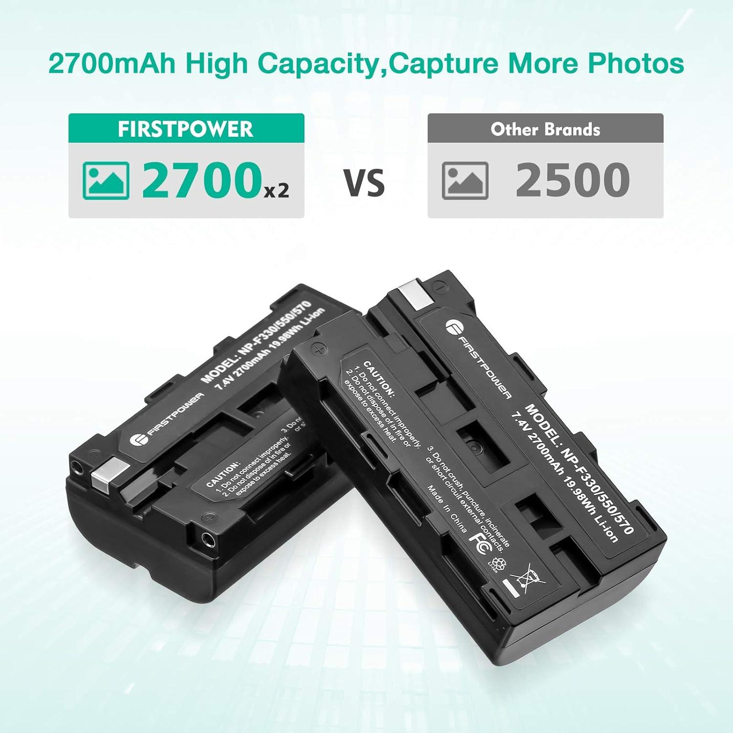 Batería FirstPower NP-F550 2-Pack y Cargador Doble USB