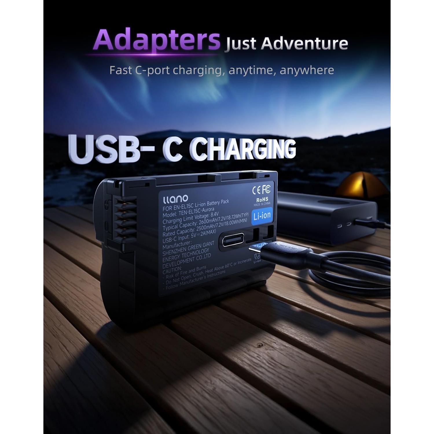 Batería Nikon EN-EL15C 2600mAh 2-Pack Aurora USB-C