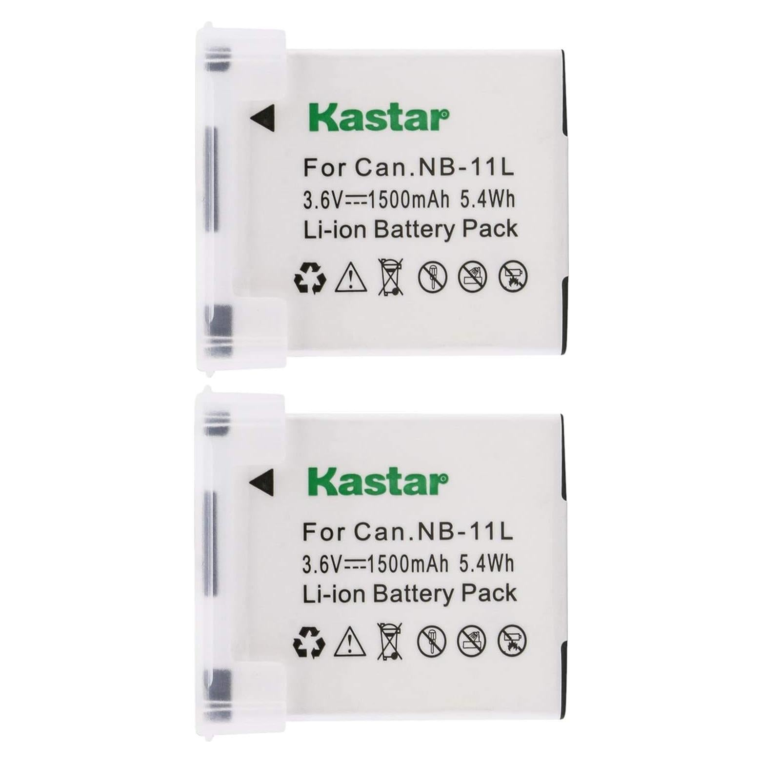 Batería Kastar 2-Pack para Canon NB-11L 1500mAh 3.6V