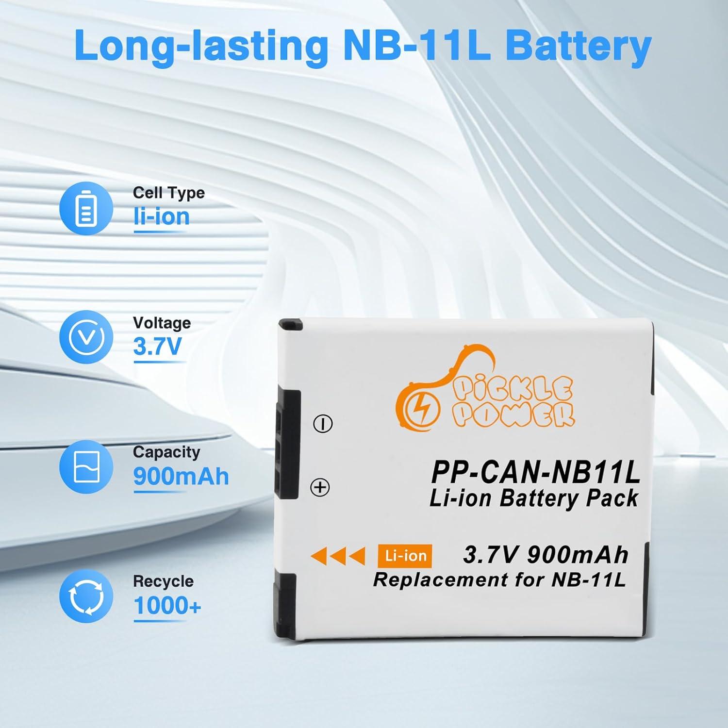 Batería y Cargador Pickle Power NB-11L para Canon 900mAh