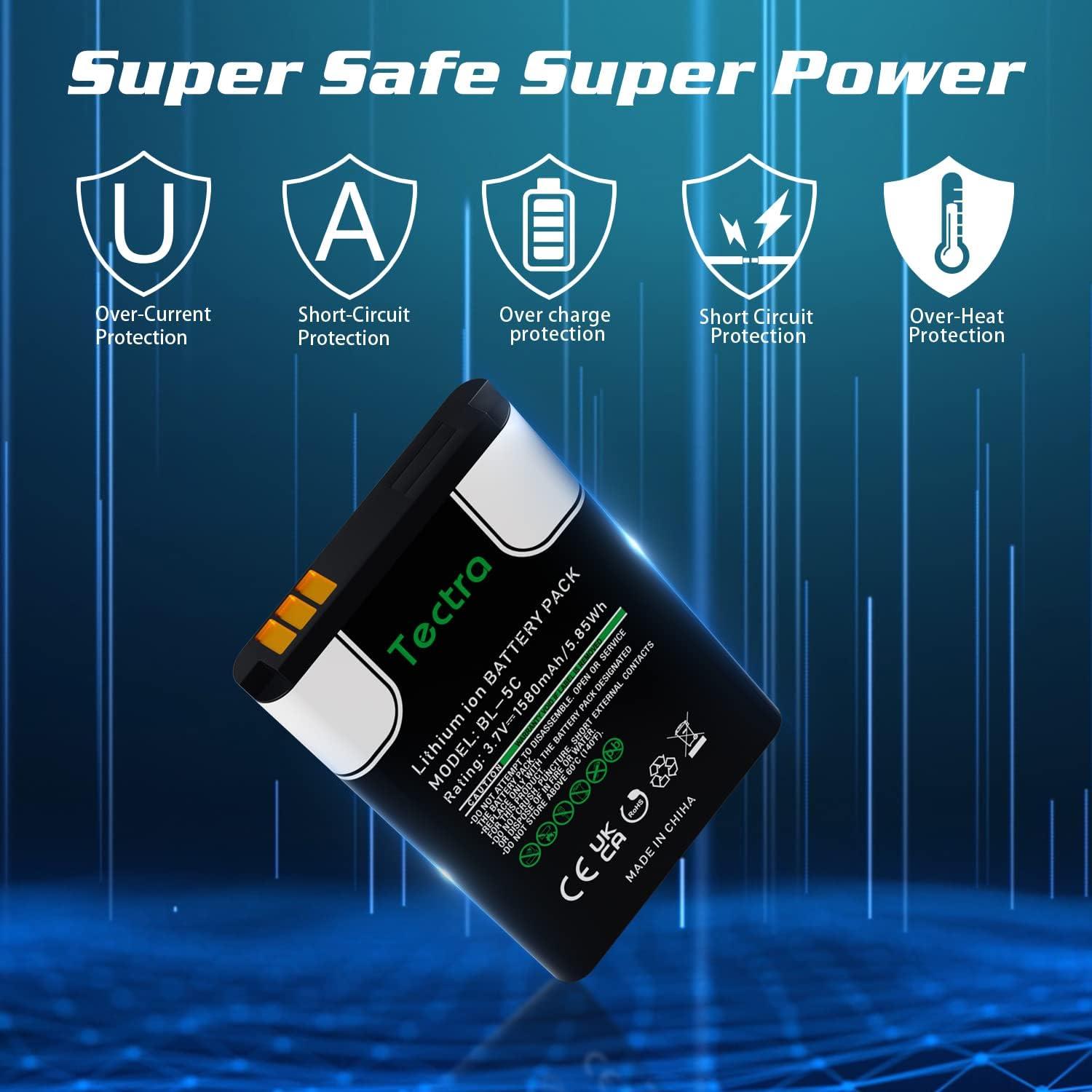 Baterías Recargables Tectra BL-5C 1580mAh para Radio Portátil