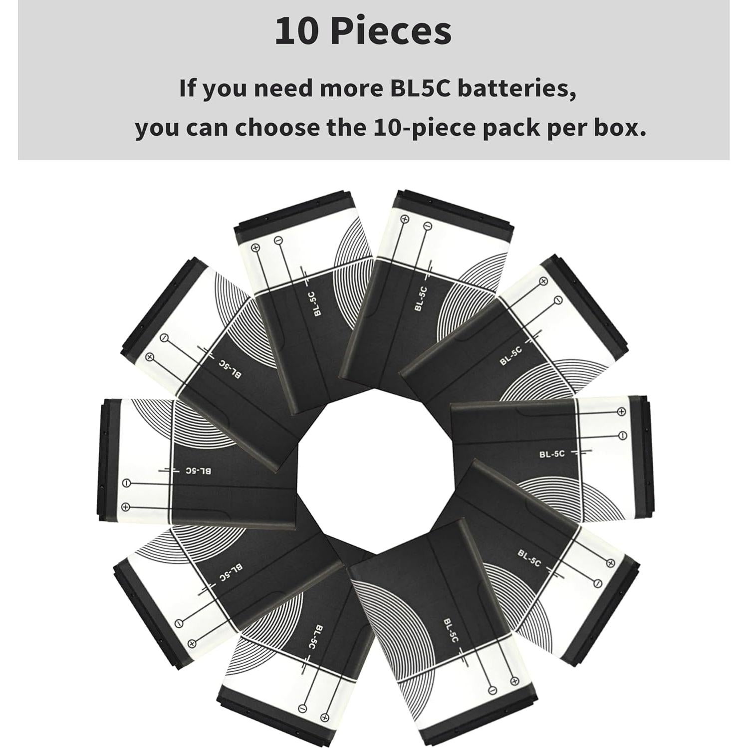 Batería Recargable BL-5C 3.7V 1020mAh Wenpzeray - 2 Piezas