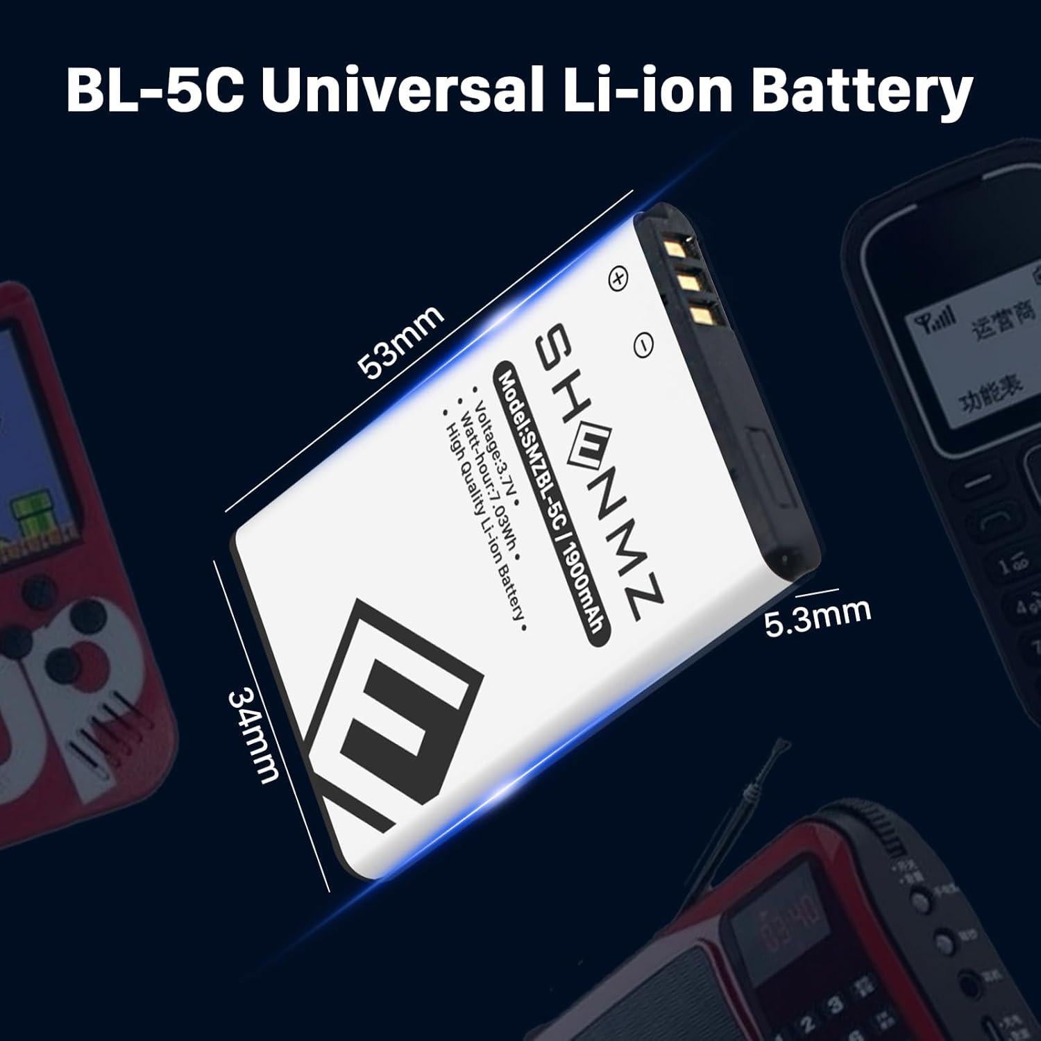 Kit de Batería BL-5C 1900mAh + Cargador Compatible Nokia