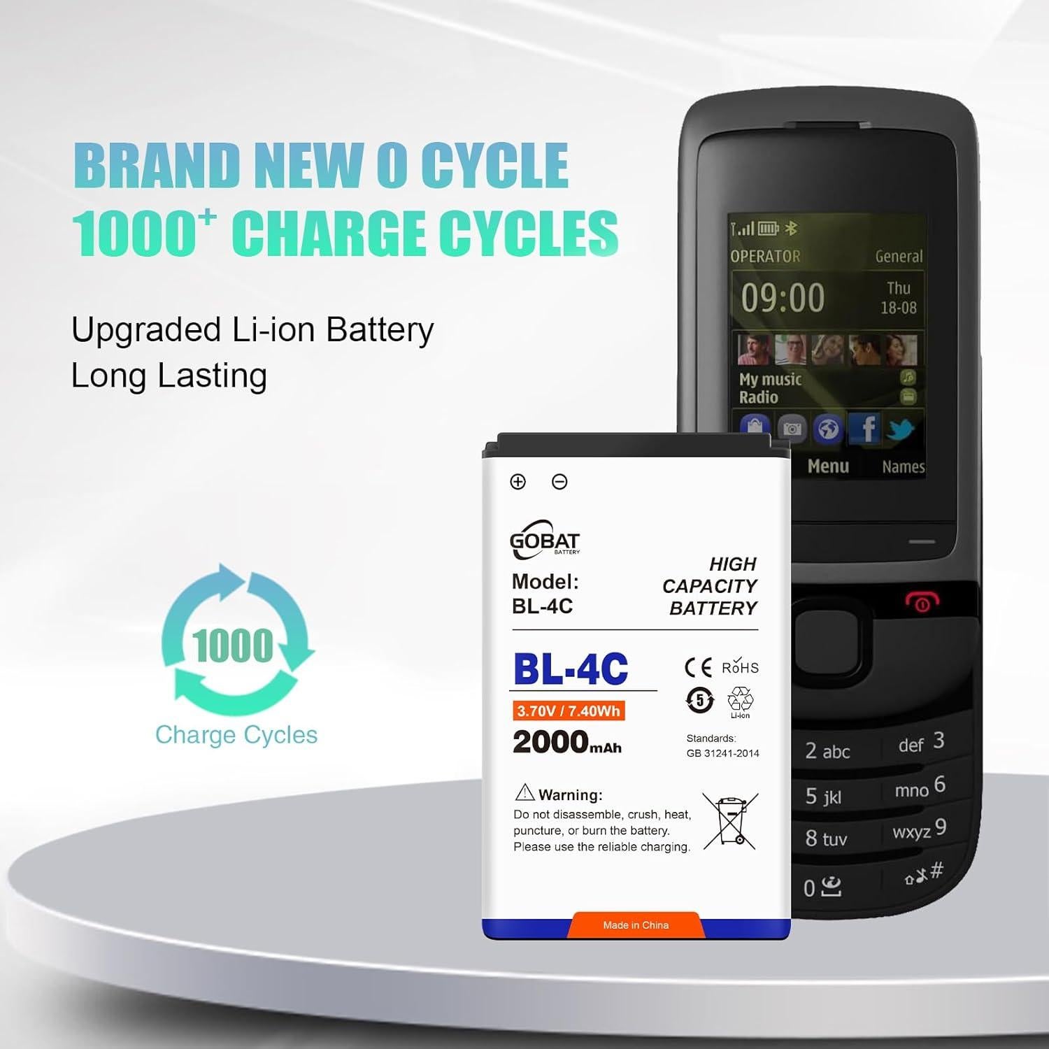 Batería BL-4C 2000mAh para Nokia 6088 6100 6101 6102