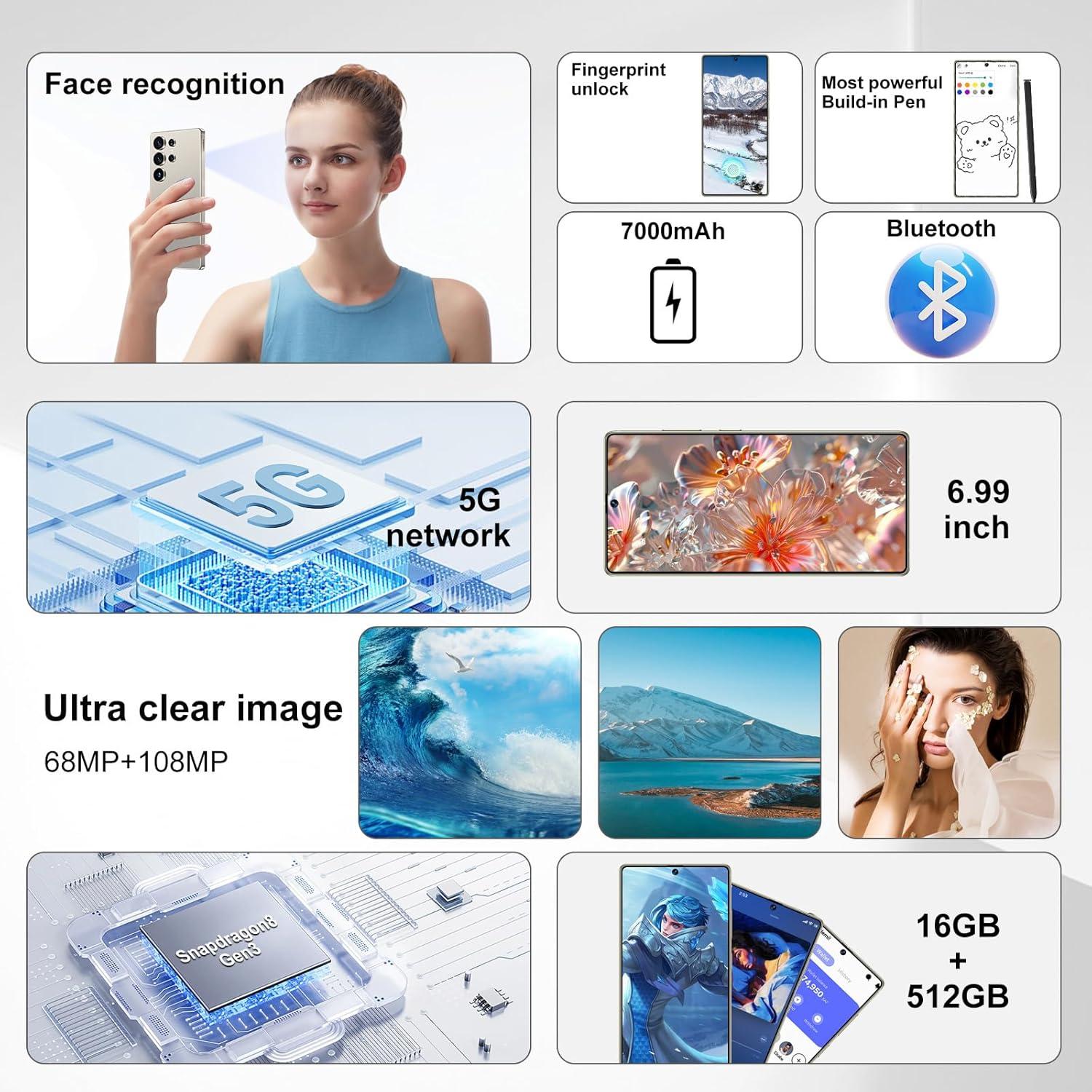 I25 Ultra Smartphone VSQAOF 16GB RAM 512GB 7000mAh Android 14