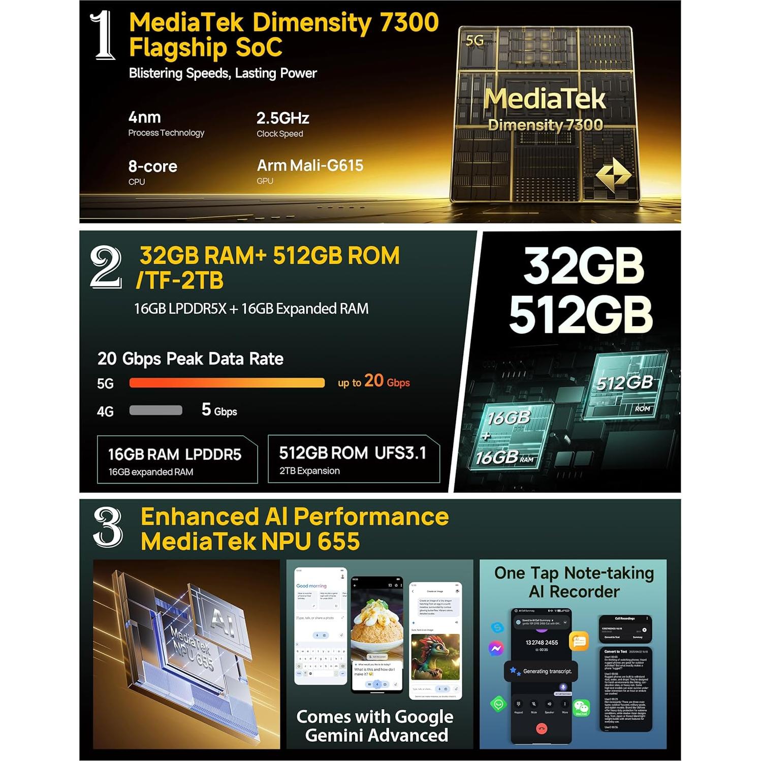 Ulefone Armor 34 5G Teléfono Resistente 32GB+512GB 25500mAh