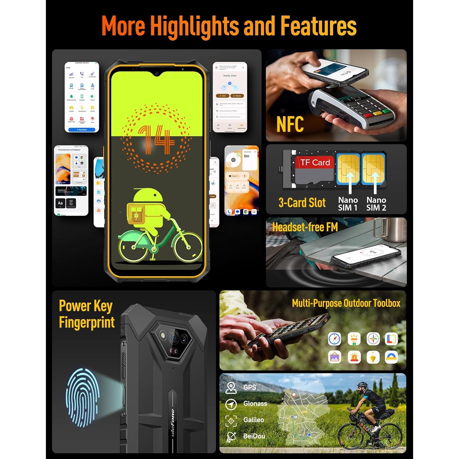 Ulefone Armor X13 Teléfono Rústico 6.52" 12GB+64GB IP68 Negro