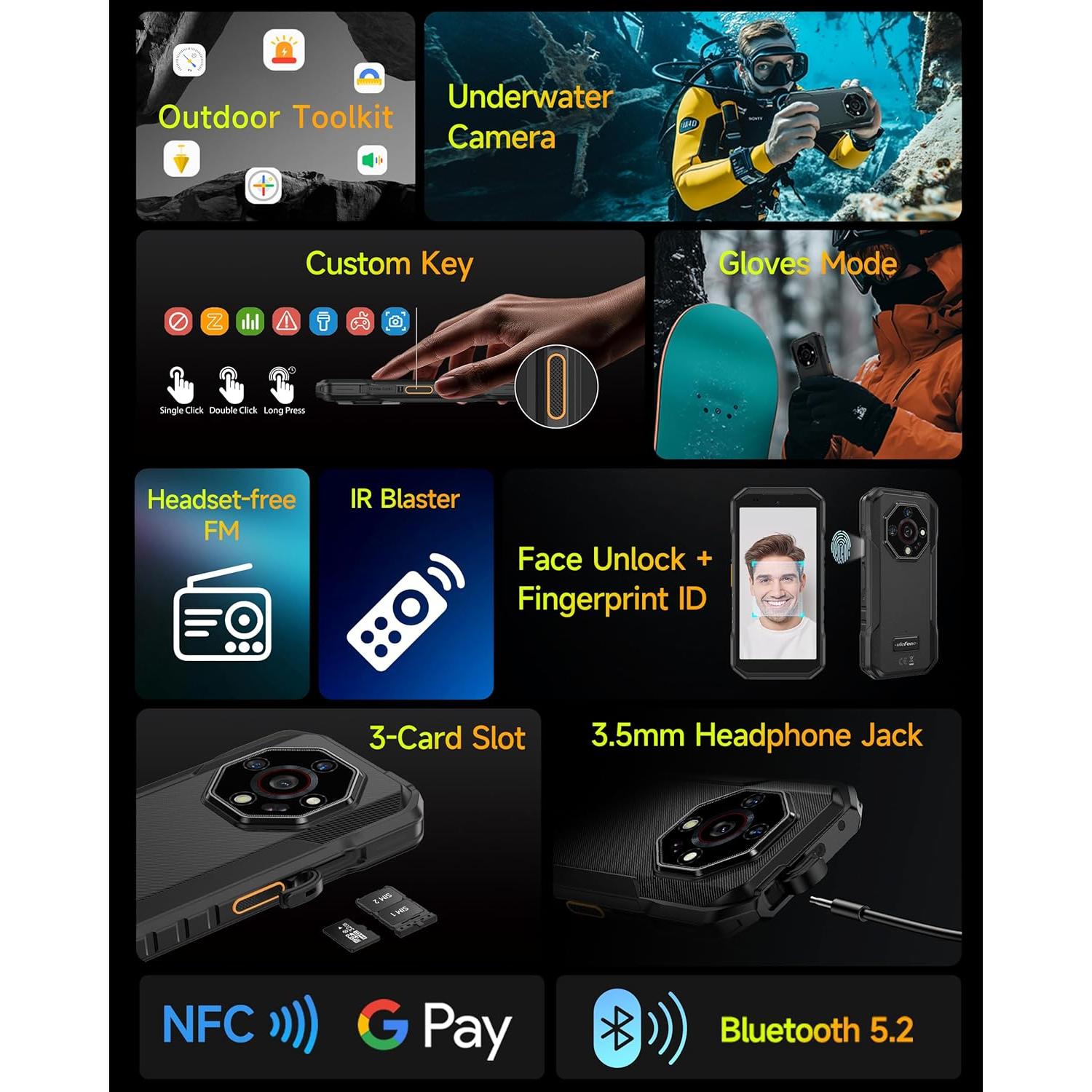 Ulefone Armor X32 Teléfono Resistente 12GB 128GB IP68 Naranja