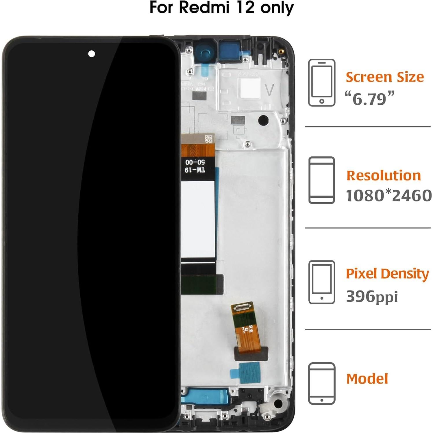 Reemplazo Pantalla LCD Original Xiaomi Redmi 12 6.79" Negro