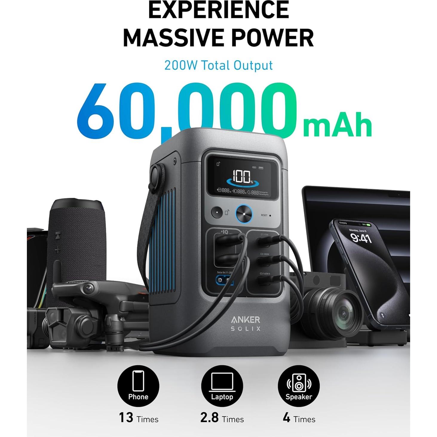 Estación de Energía Portátil Anker SOLIX C200 DC 60,000mAh