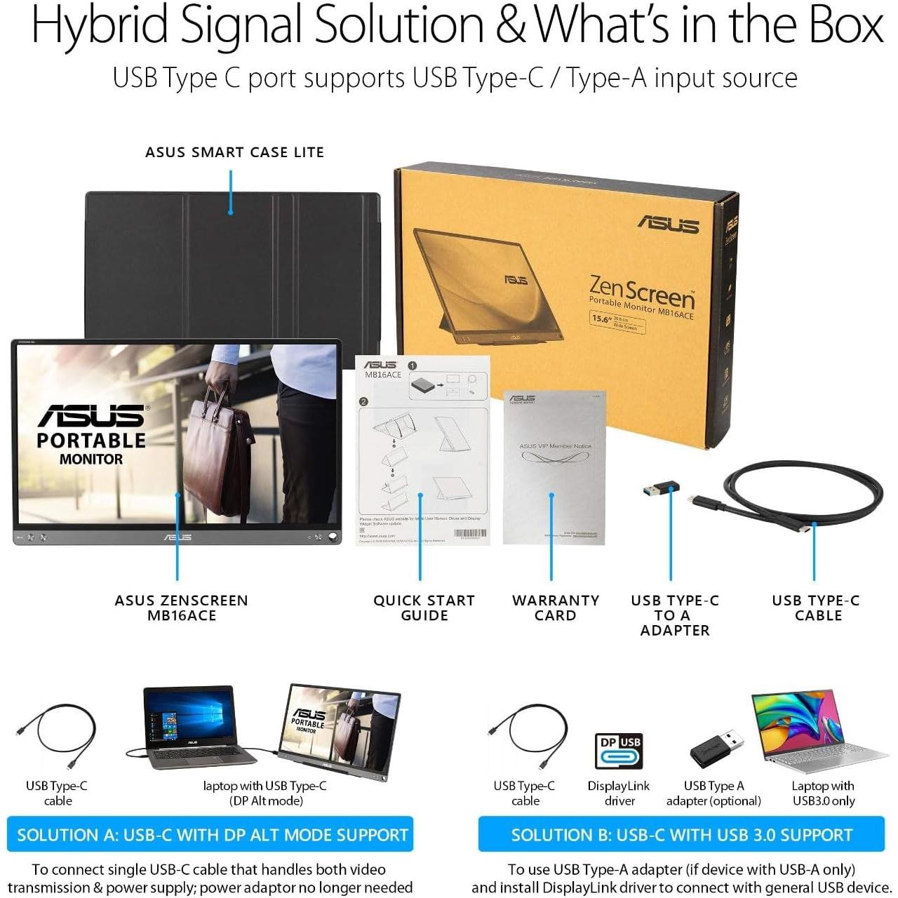 Monitor Portátil ASUS ZenScreen MB16ACE 15.6" Full HD USB-C