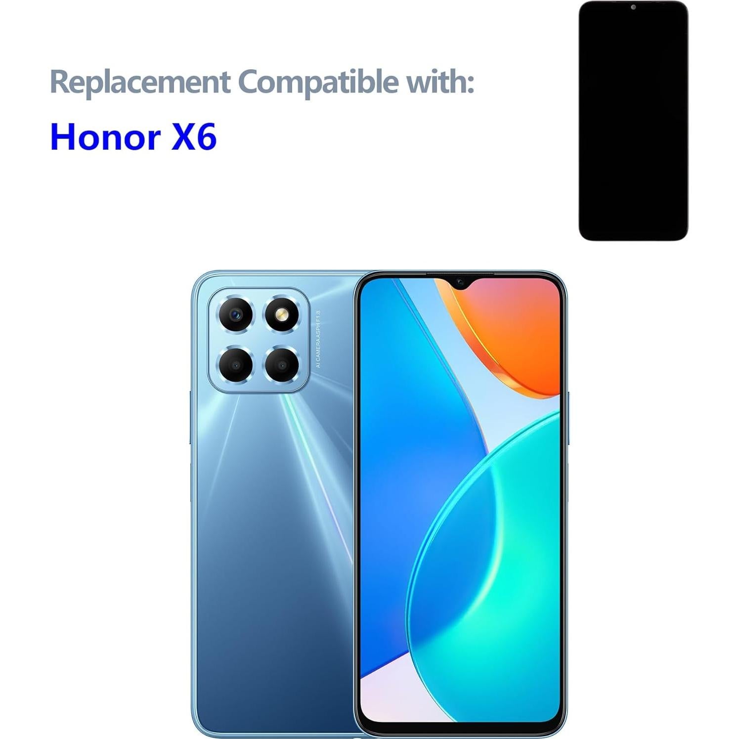 Display LCD Reemplazo Honor X6 Negro con Marco VNE-LX1 VNE-LX2 VNE-LX3