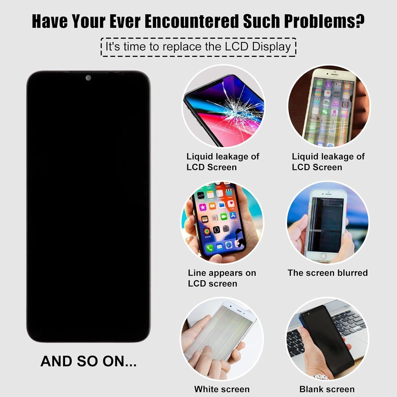 Display LCD Reemplazo Honor X6 Negro con Marco VNE-LX1 VNE-LX2 VNE-LX3