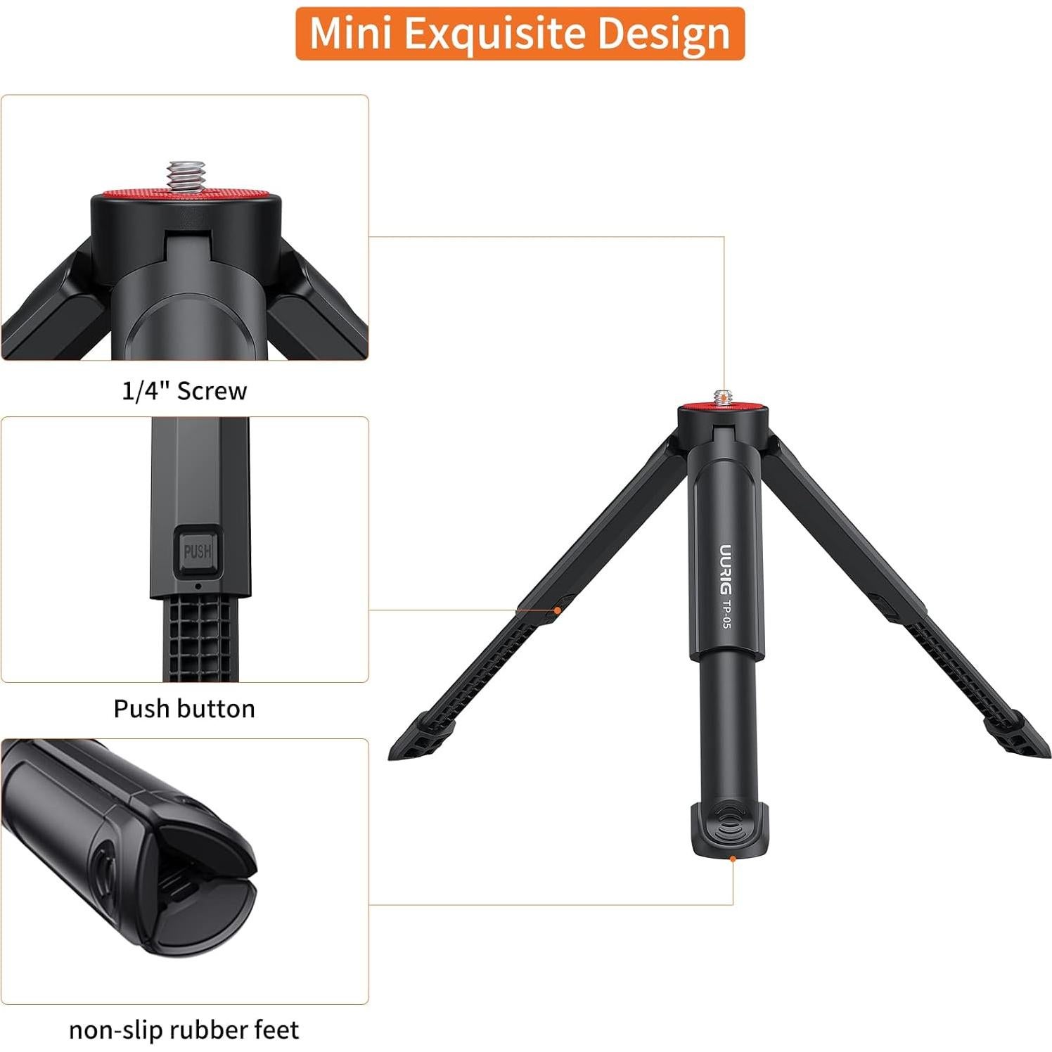 Trípode Mini UURIG TP05 Extensible para Cámara y Selfie