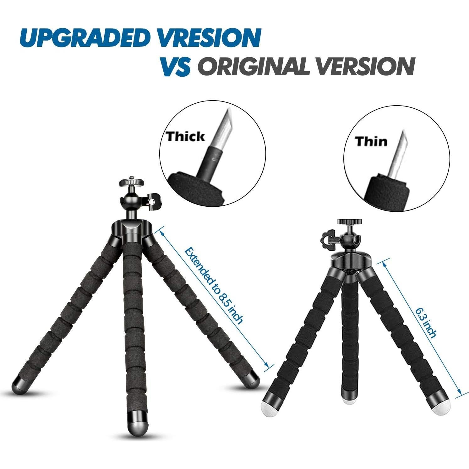 Phone Tripod, Flexible Mini Tripod for iPhone with Wireless Remote, Portable Cell Phone Tripode Stand for Video Recording Vlogging Selfie Compatible with iPhone Android Camera GoPro