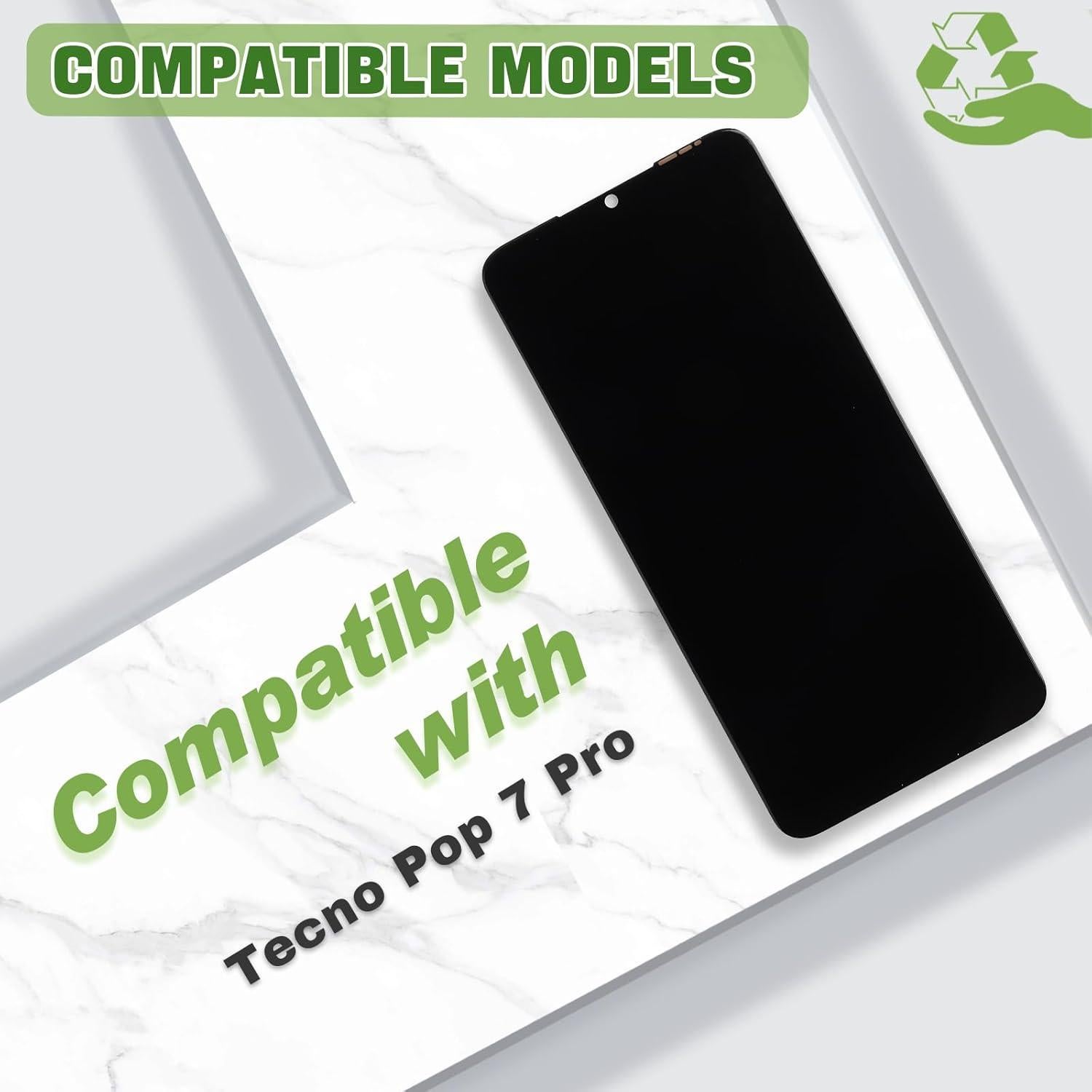 Reemplazo Pantalla LCD Tecno Pop 7 Pro BF7 BF7h - Negro