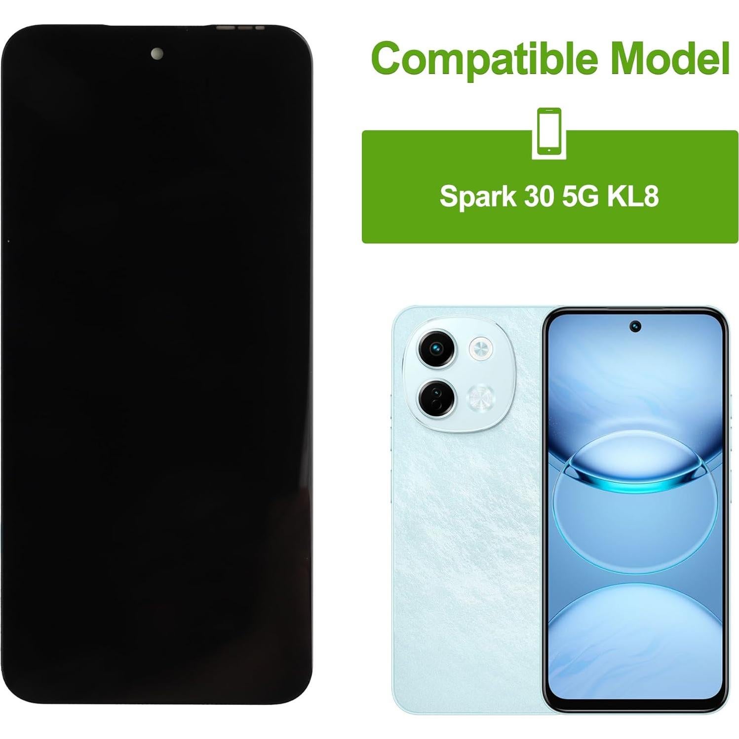 Reemplazo Pantalla LCD Táctil Tecno Spark 30 5G Negro