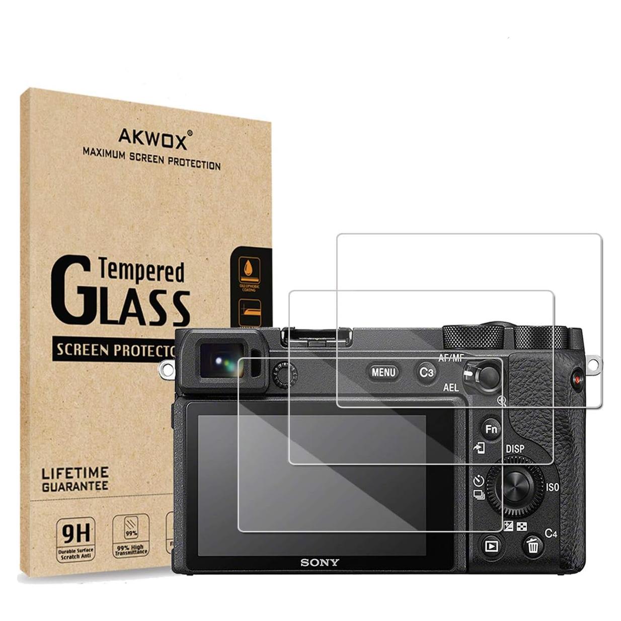 Protector de Pantalla Vidrio Templado AKWOX para Sony Alpha 3-Pack