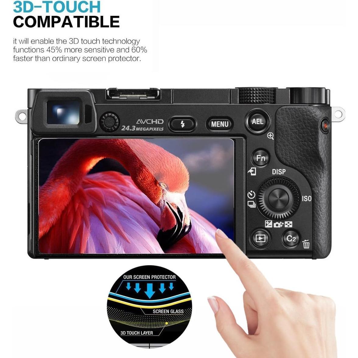 Protector de Pantalla Vidrio Templado AKWOX para Sony Alpha 3-Pack