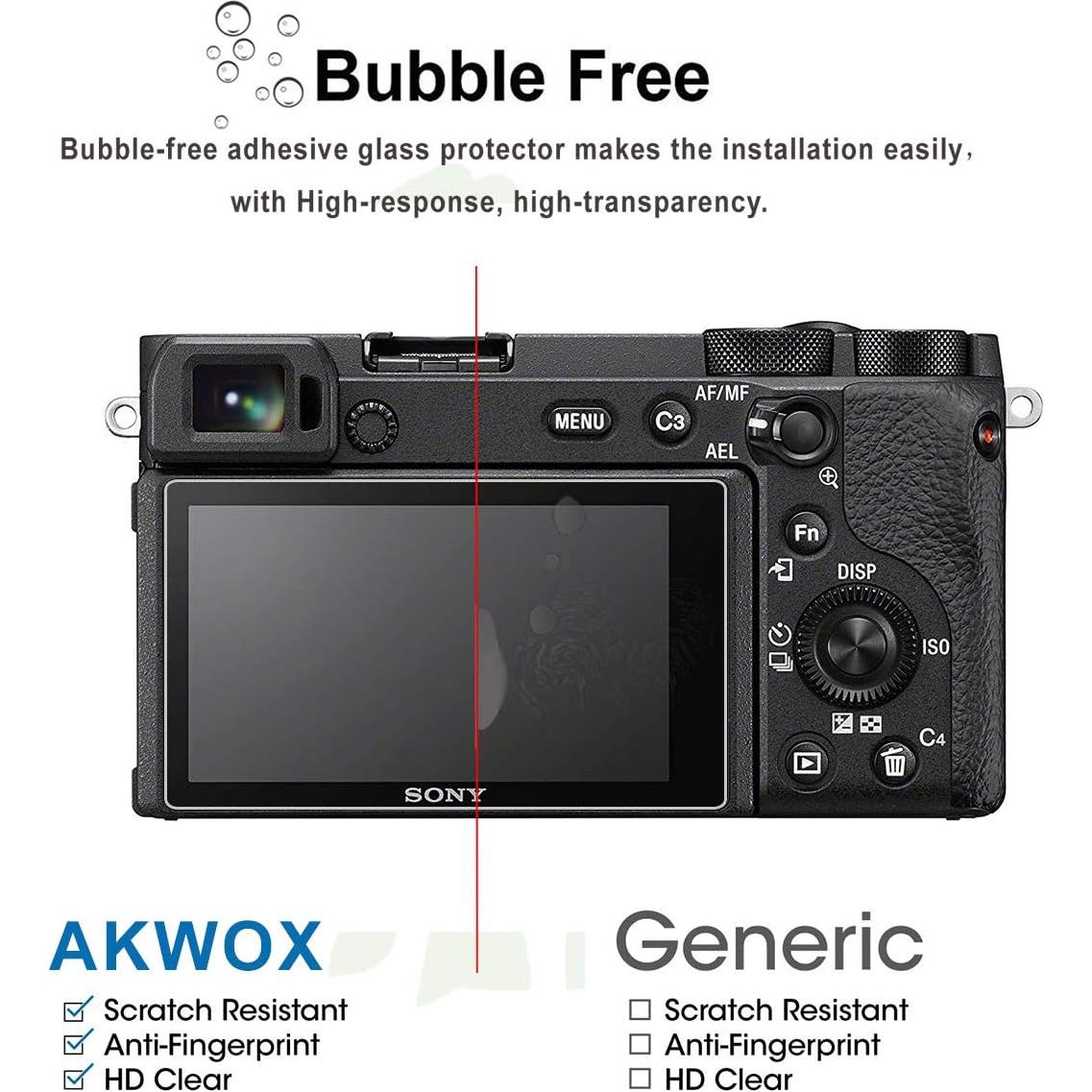 Protector de Pantalla Vidrio Templado AKWOX para Sony Alpha 3-Pack