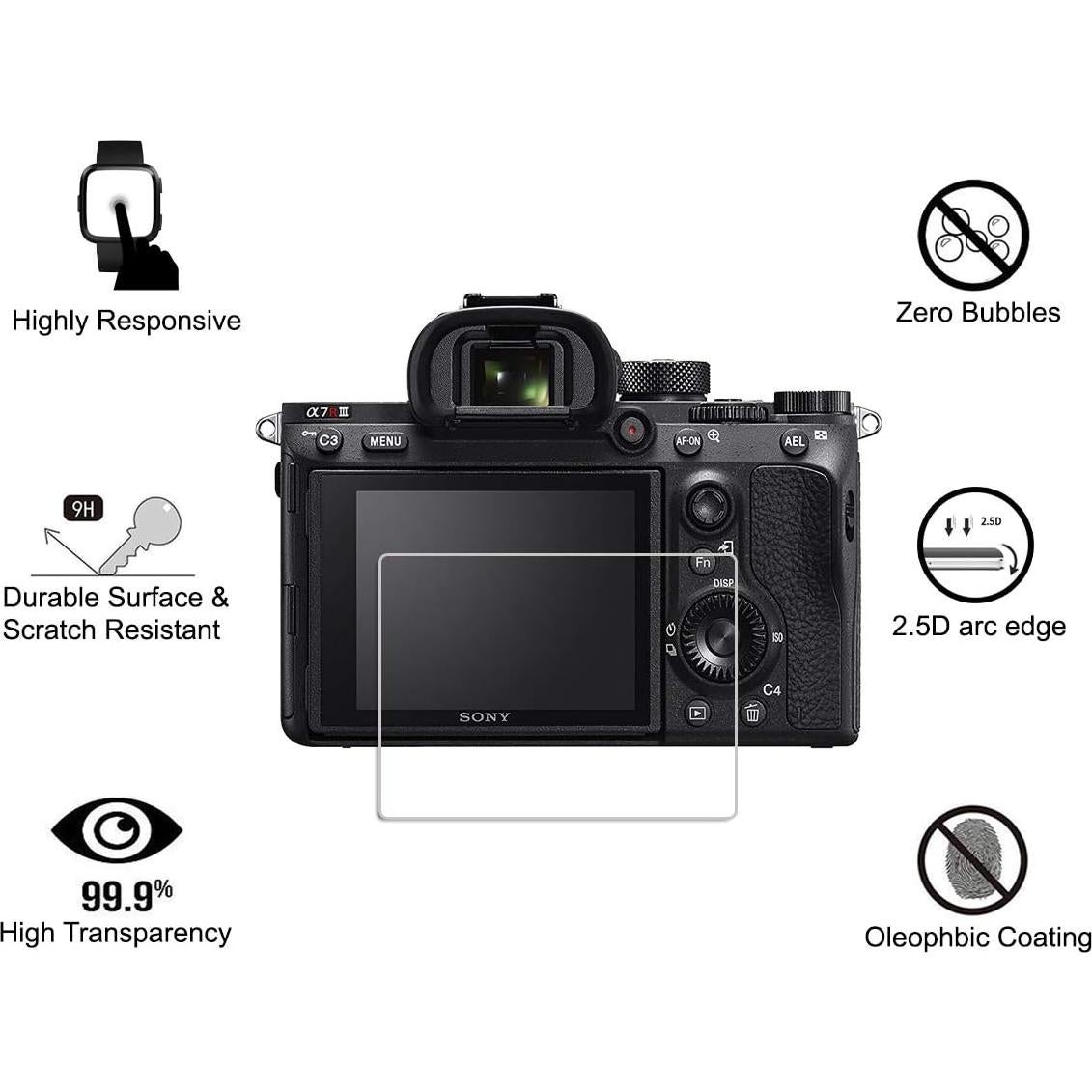 Protector de Pantalla Vidrio Templado AKWOX para Sony A9 A7II A7RII 3-Pack