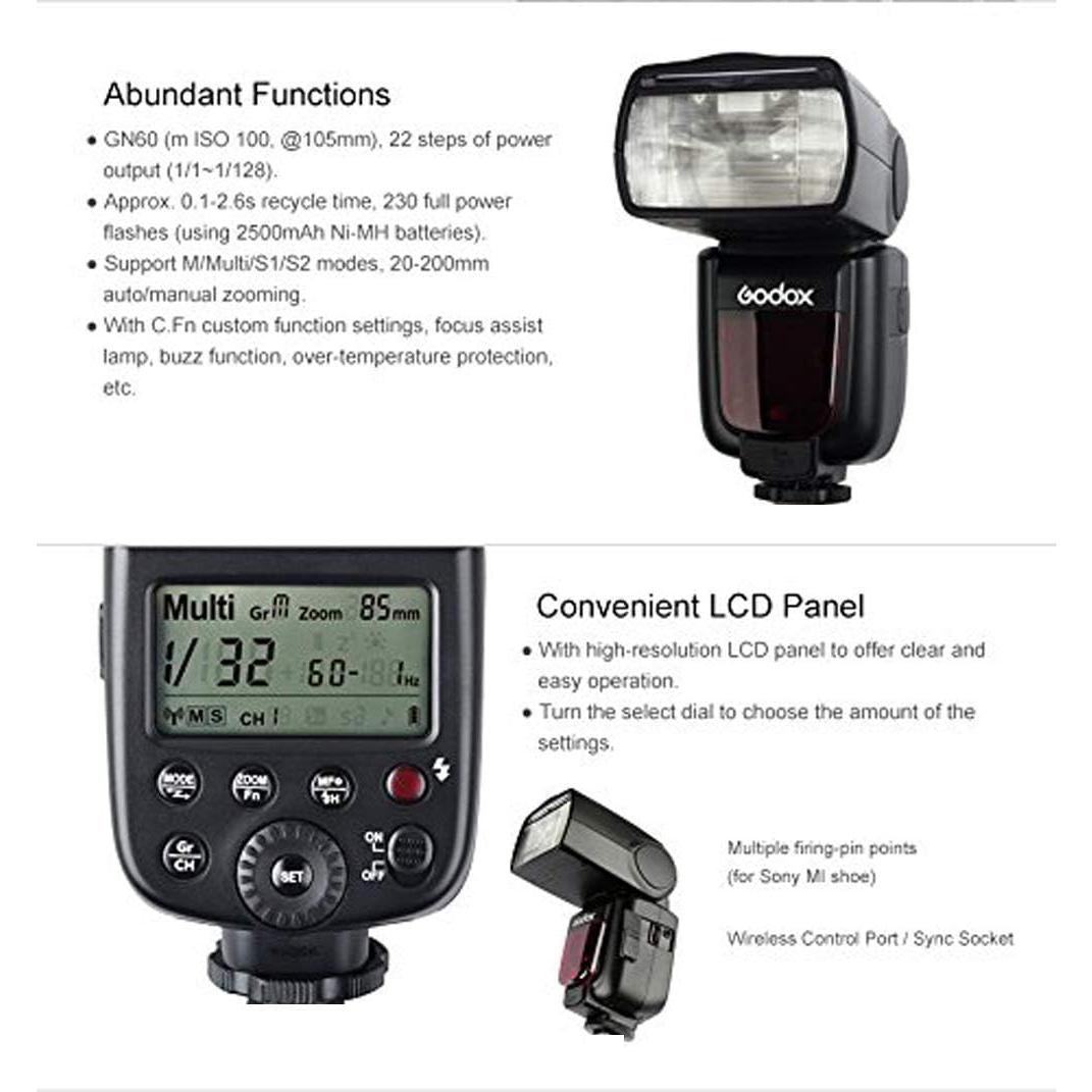 Flash Godox TT600S 2pcs TTL GN60 2.4G para cámaras Sony