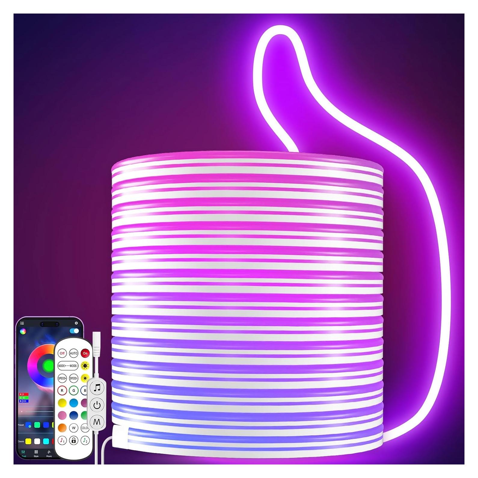 Luces de Cuerda LED Neón KANTUTOE 5m RGB IP67 Control Remoto