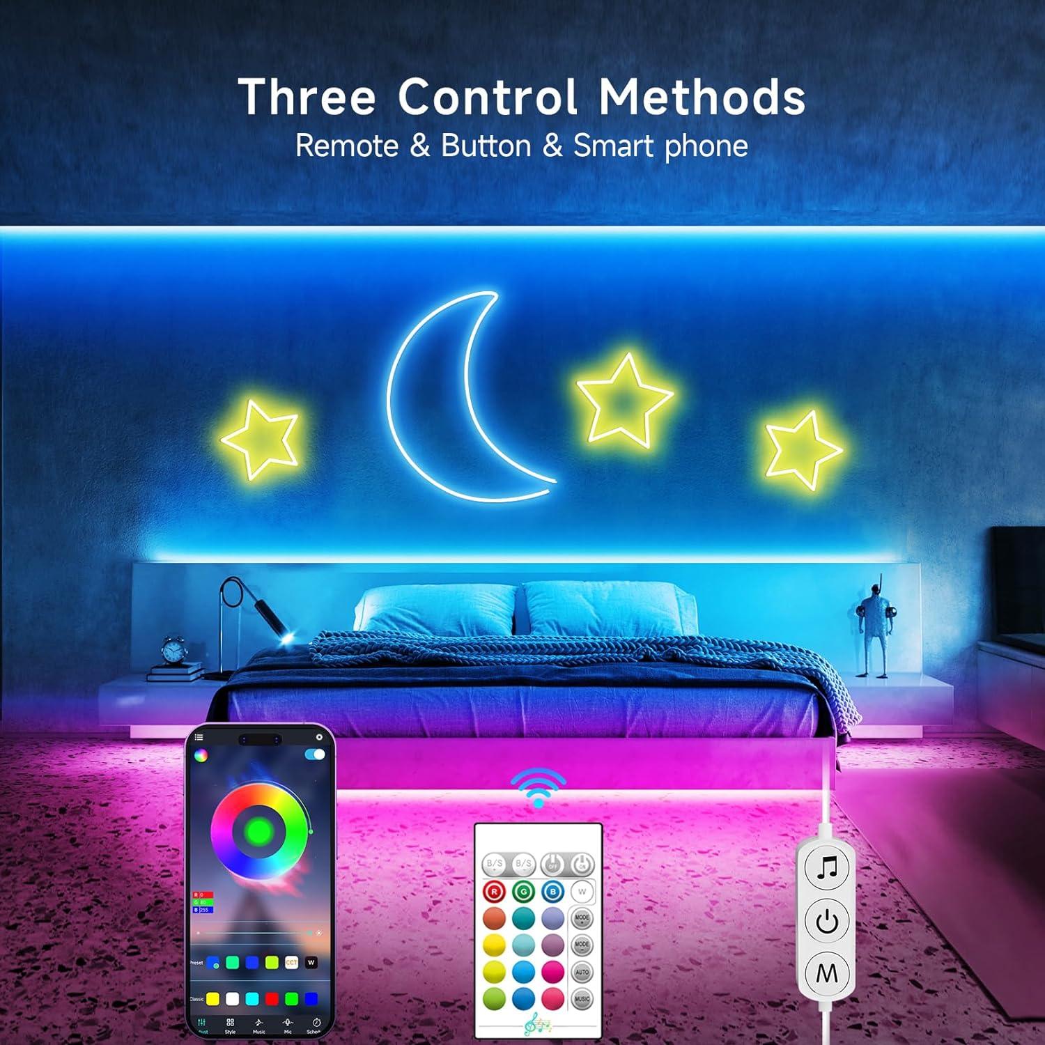 Luces de Cuerda LED Neón KANTUTOE 5m RGB IP67 Control Remoto