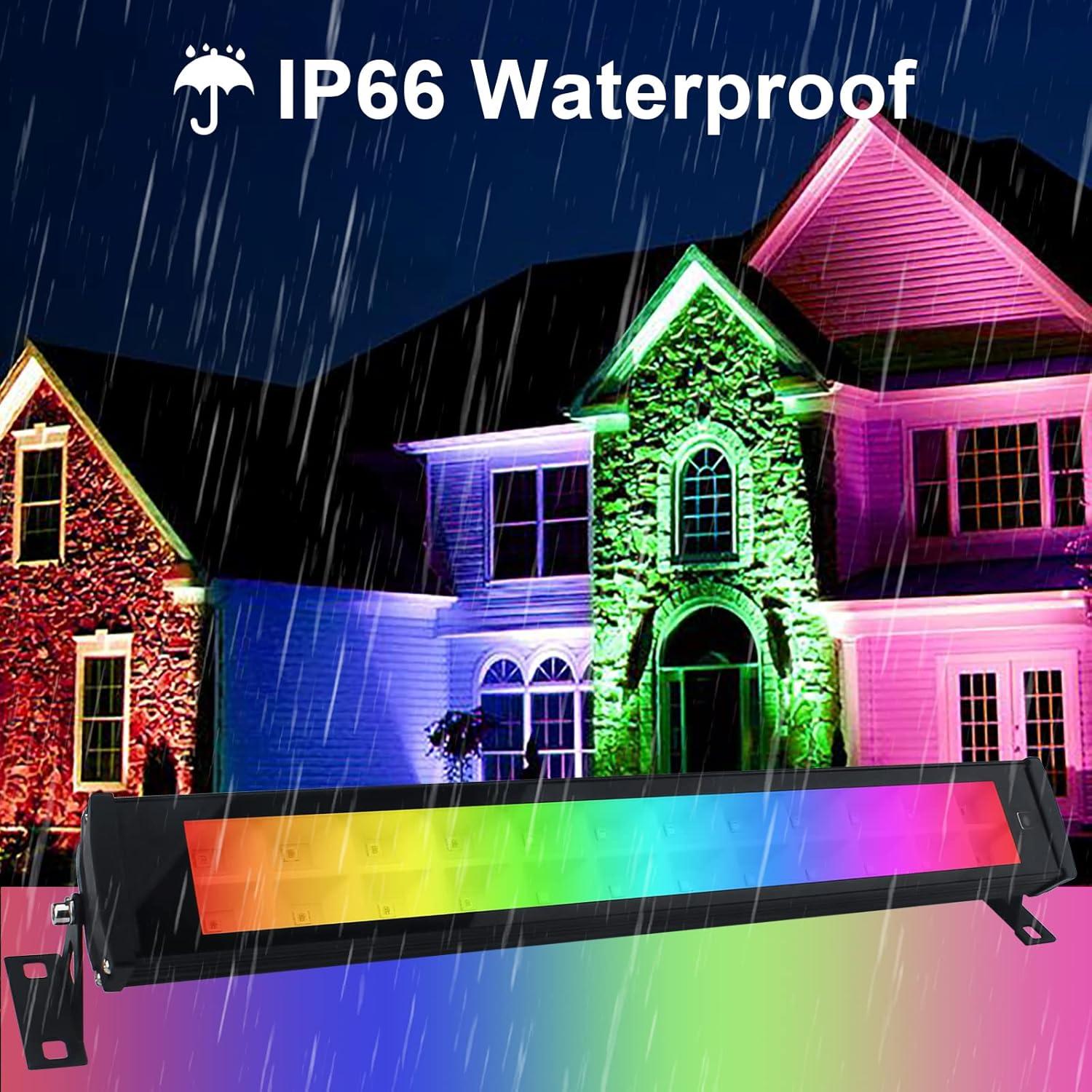 Barras de Luz LED RGB Bosite 50W 2 Piezas IP66 Control APP