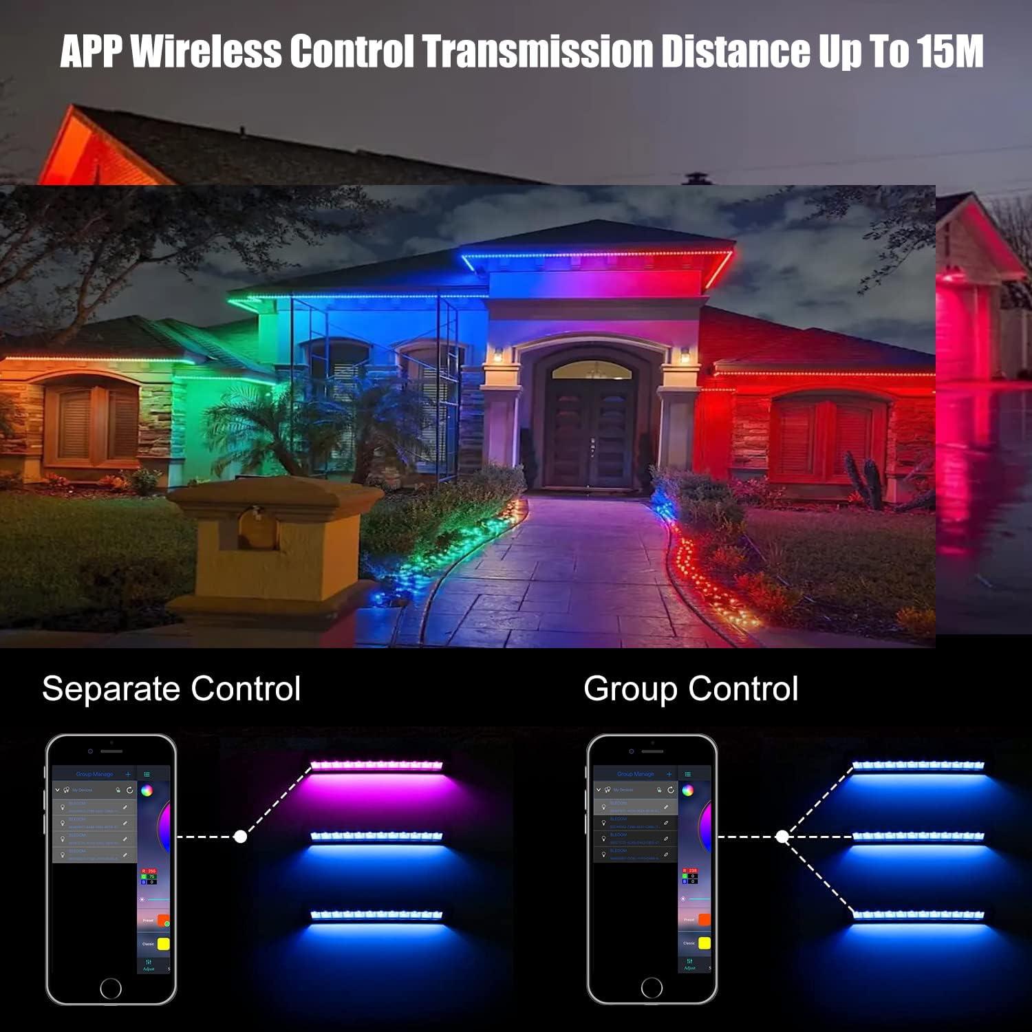 Barras de Luz LED RGB Bosite 50W 2 Piezas IP66 Control APP