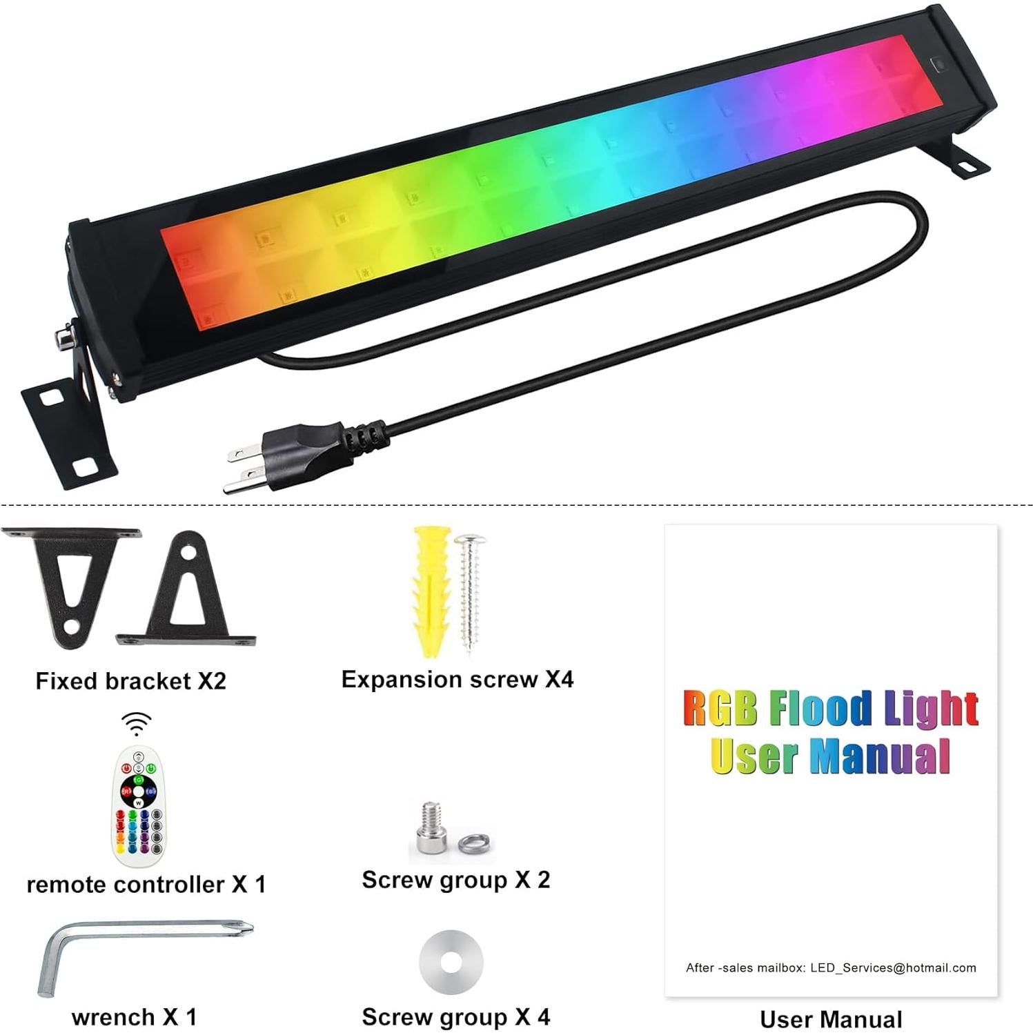 Barras de Luz LED RGB Bosite 50W 2 Piezas IP66 Control APP