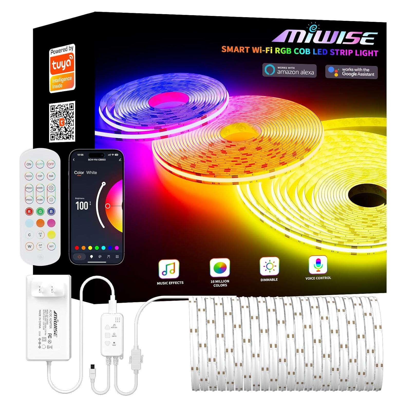 Tira LED RGB COB MIWISE 10m 24V Dimmable Control Voz