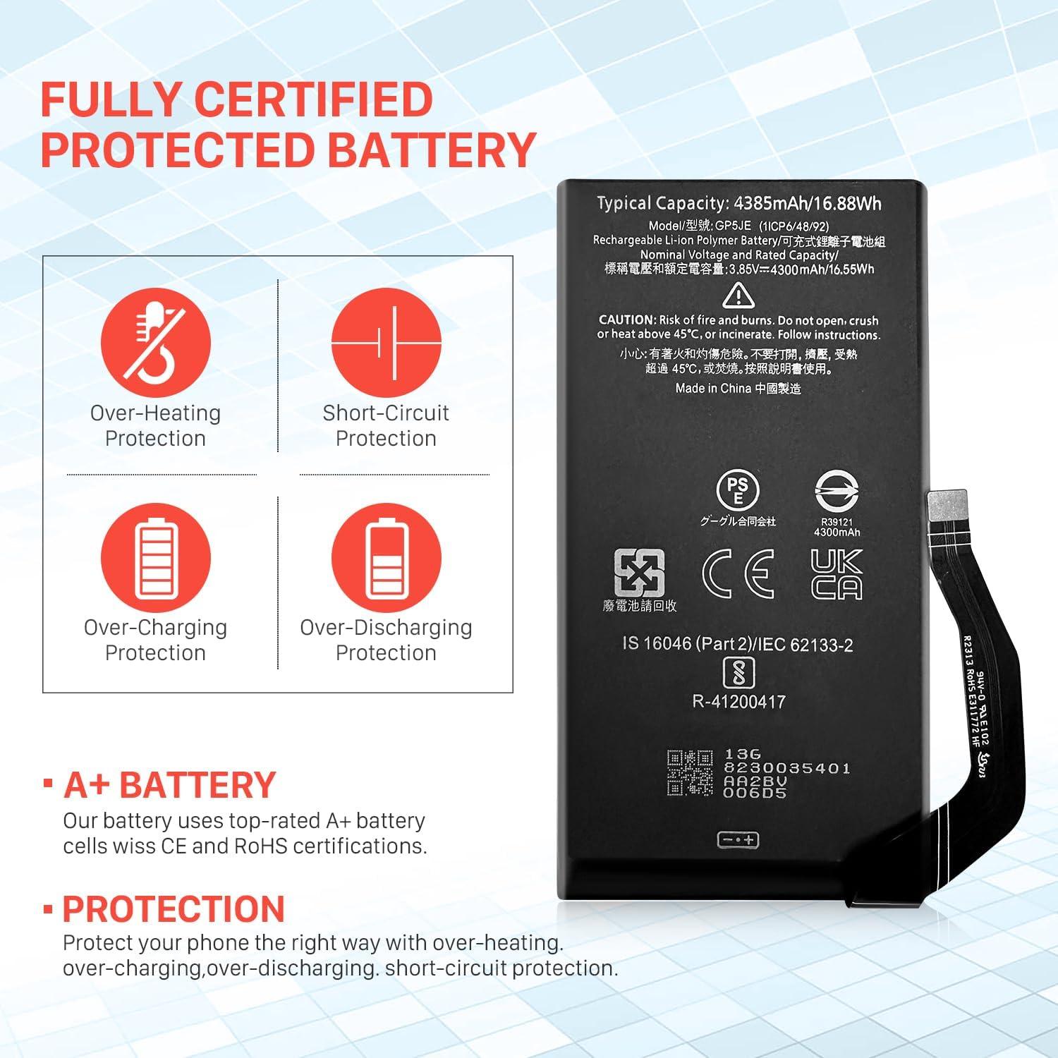 Batería de Reemplazo SHENMZ para Google Pixel 7a 4385mAh