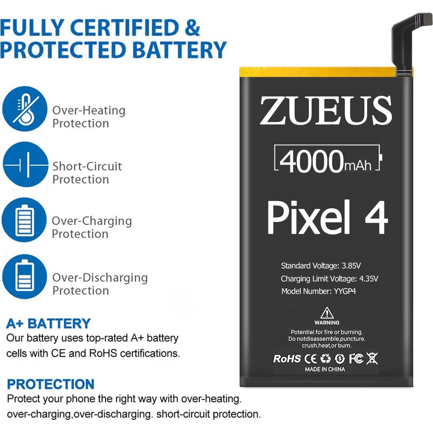 Batería Reemplazo Google Pixel 4 4000mAh Li-Polímero con Kit