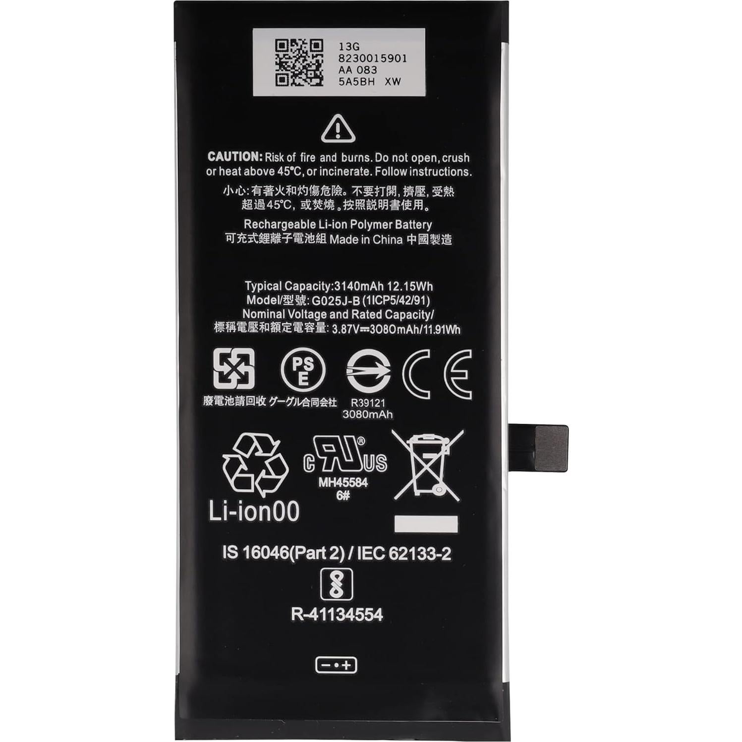 Batería Recargable G025J-B para Google Pixel 4A 3080mAh