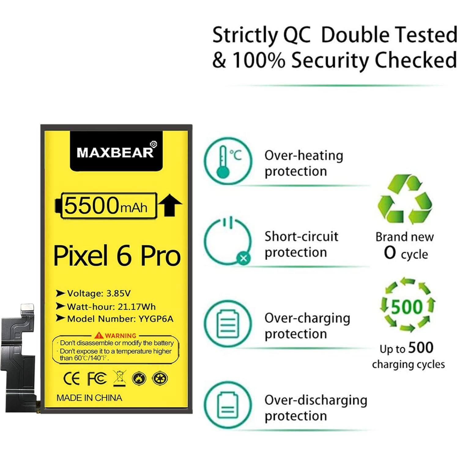 Batería de Reemplazo MAXBEAR 5500mAh para Google Pixel 6 Pro