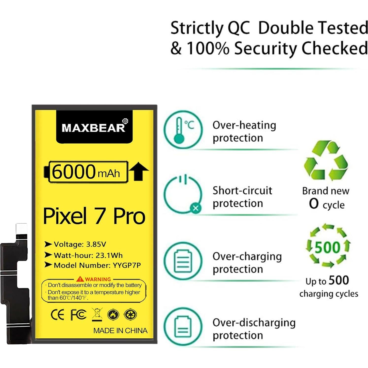 Batería de Reemplazo MAXBEAR 6000mAh para Google Pixel 7 Pro