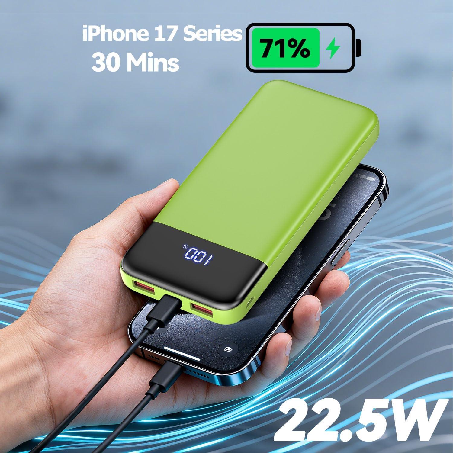 Cargador Portátil 10000mAh Slim Power Bank 22.5W Verde