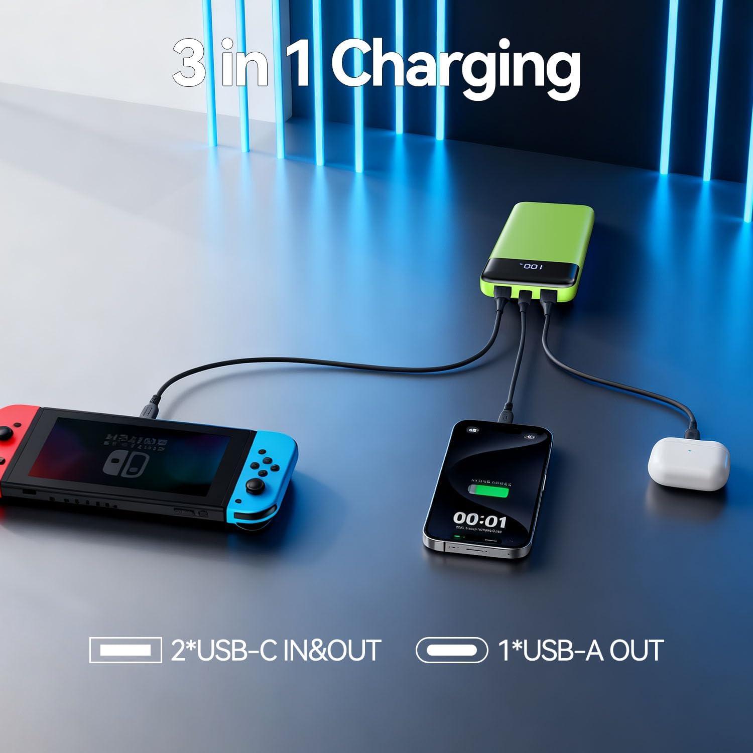 Cargador Portátil 10000mAh Slim Power Bank 22.5W Verde