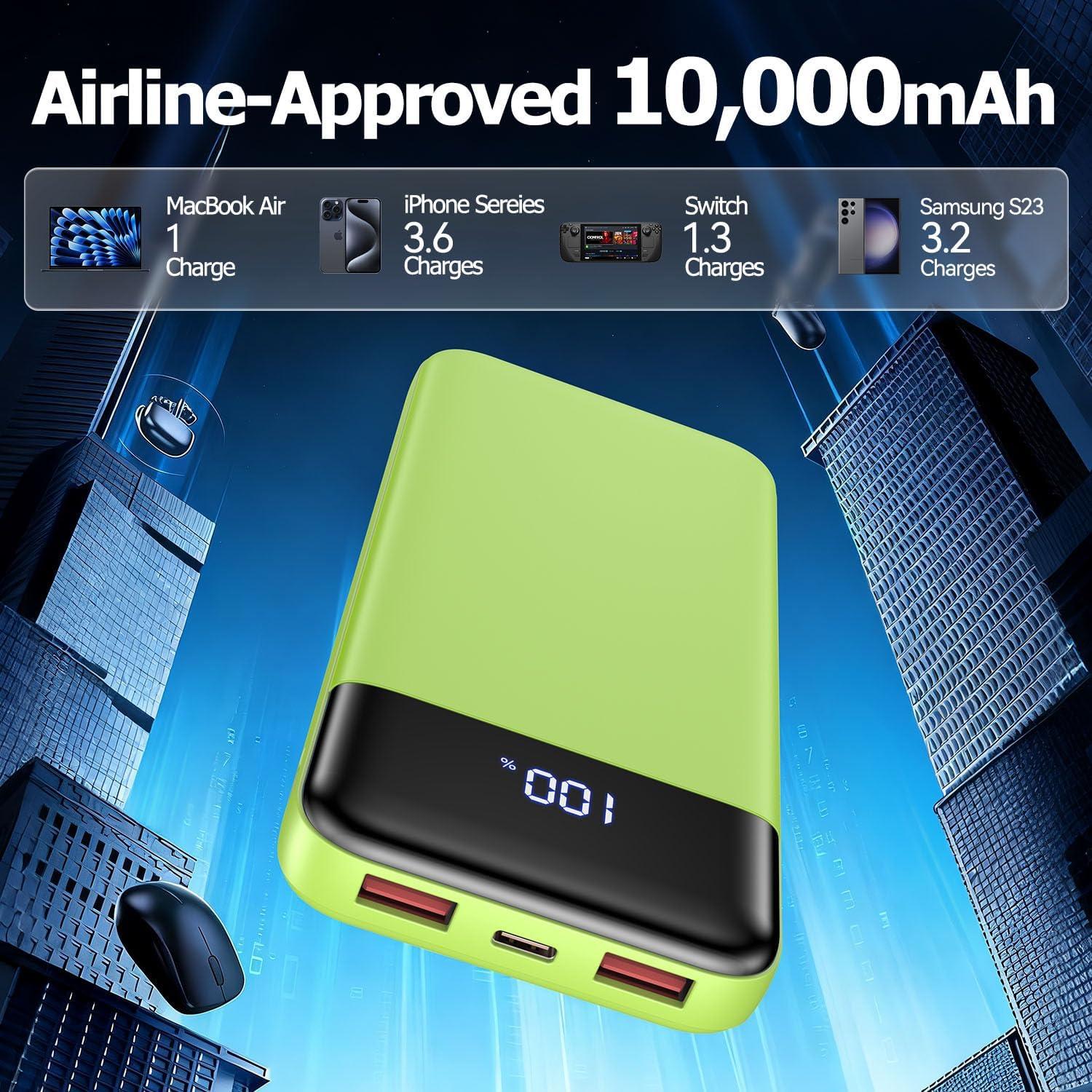 Cargador Portátil 10000mAh Slim Power Bank 22.5W Verde