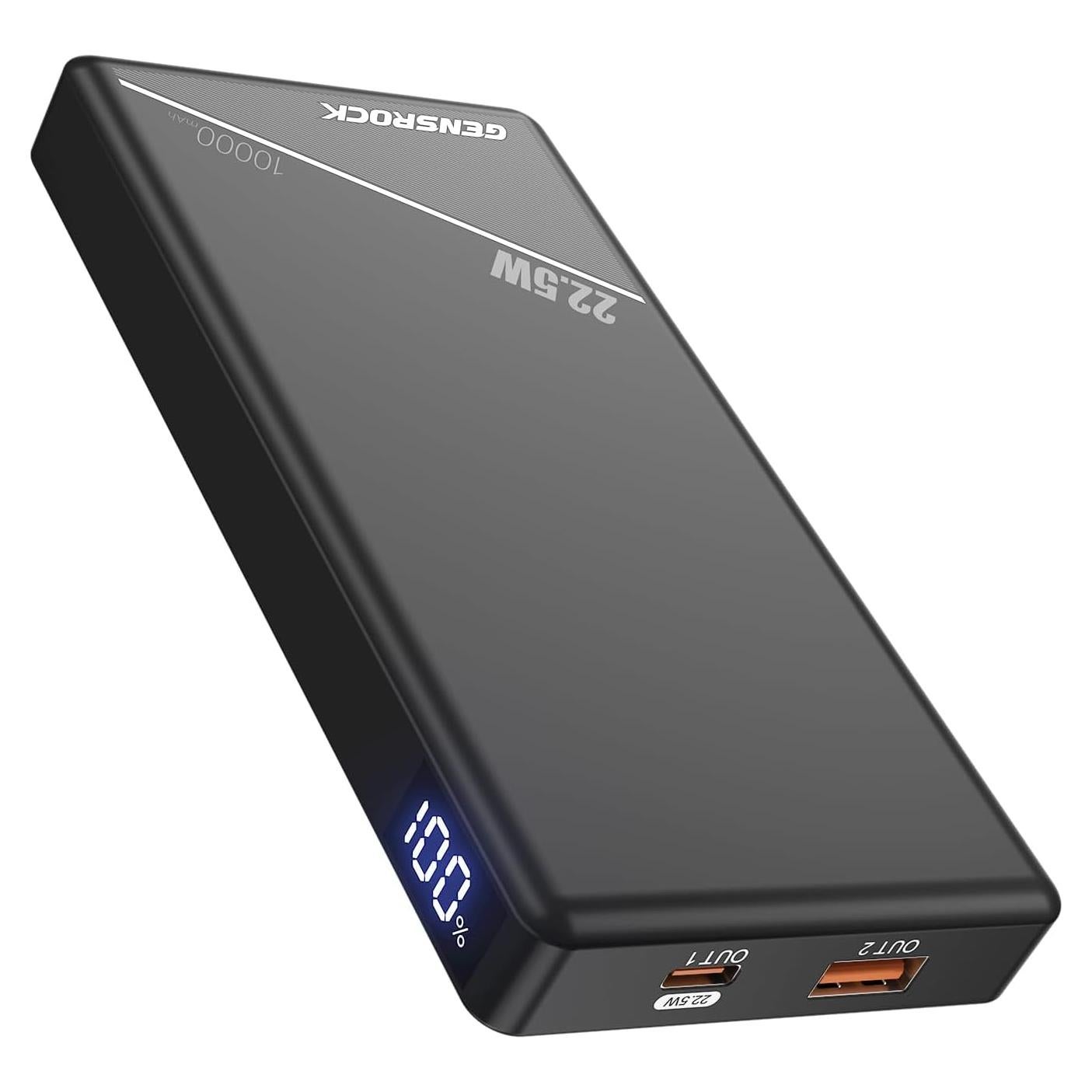 Cargador Portátil GENSROCK 10000mAh Carga Rápida 22.5W