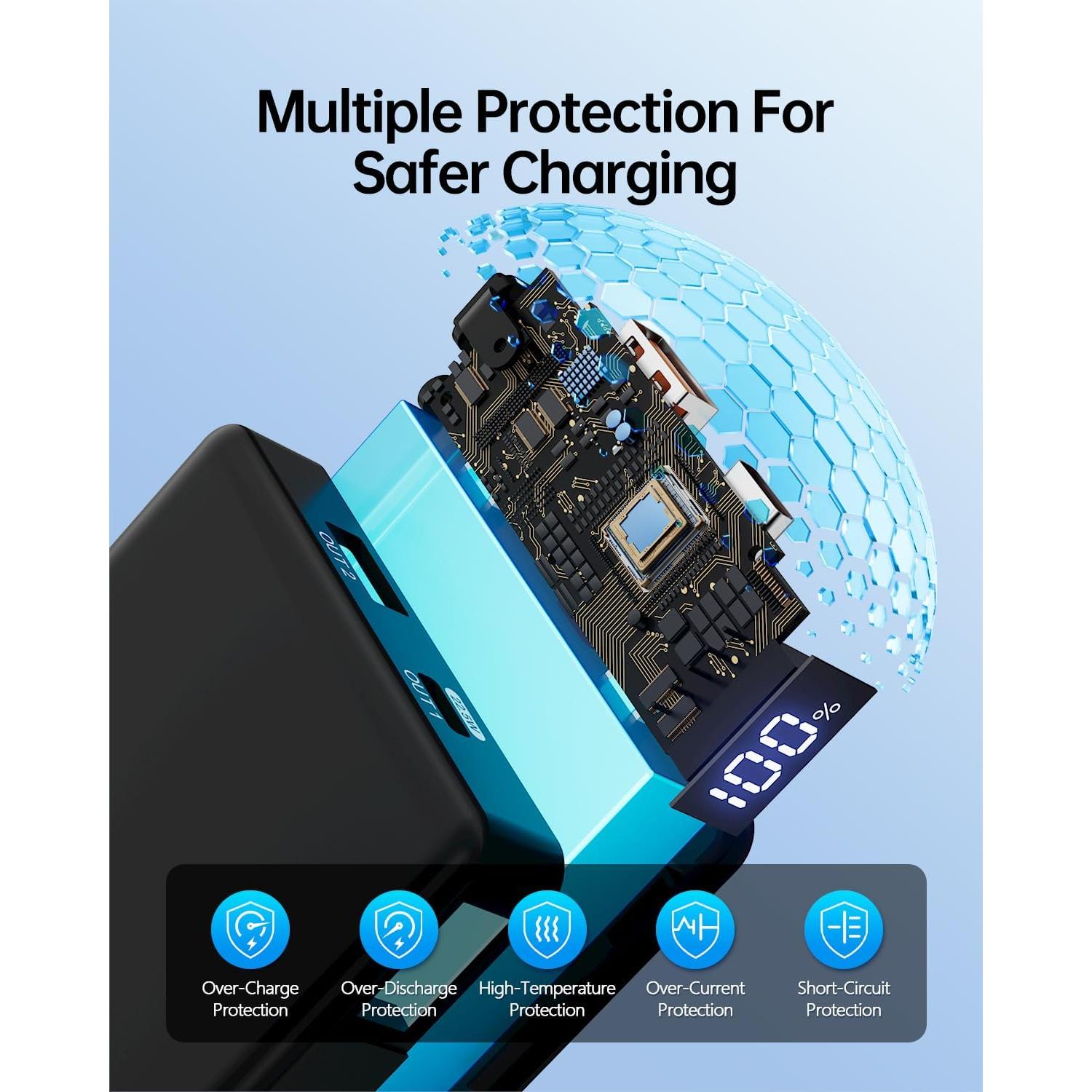 Cargador Portátil GENSROCK 10000mAh Carga Rápida 22.5W