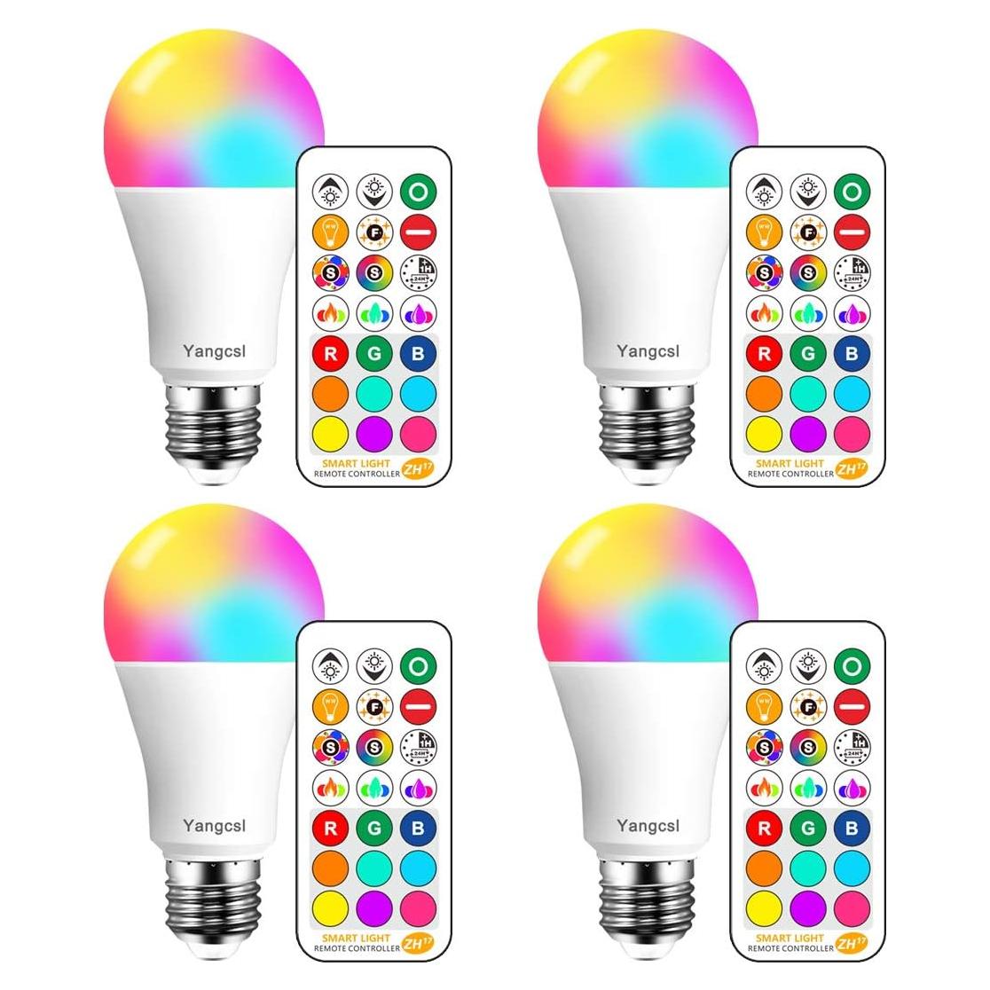 Bombillas LED RGB 10W 1200lm Control Remoto Paquete de 4